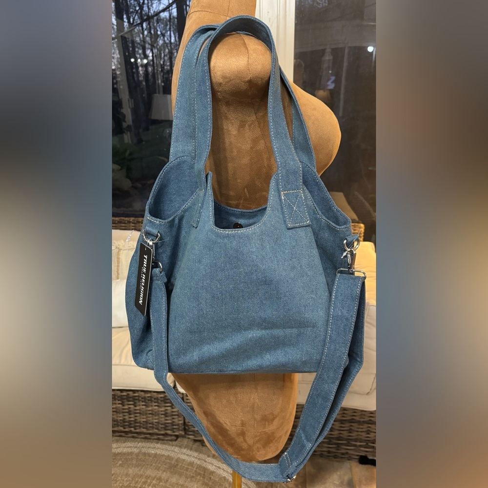 NWT | True Religion Denim Tote Bag - Light Blue with Silver Hardware - Picture 6 of 6